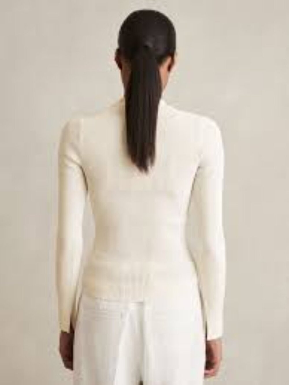 Reiss Lauri Craft-Stitch Rib-Knit Top in Ivory, S - Picture 3 of 10